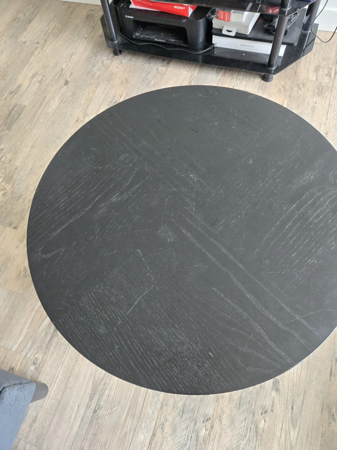 Black Round End Table with Shelf - photo 4