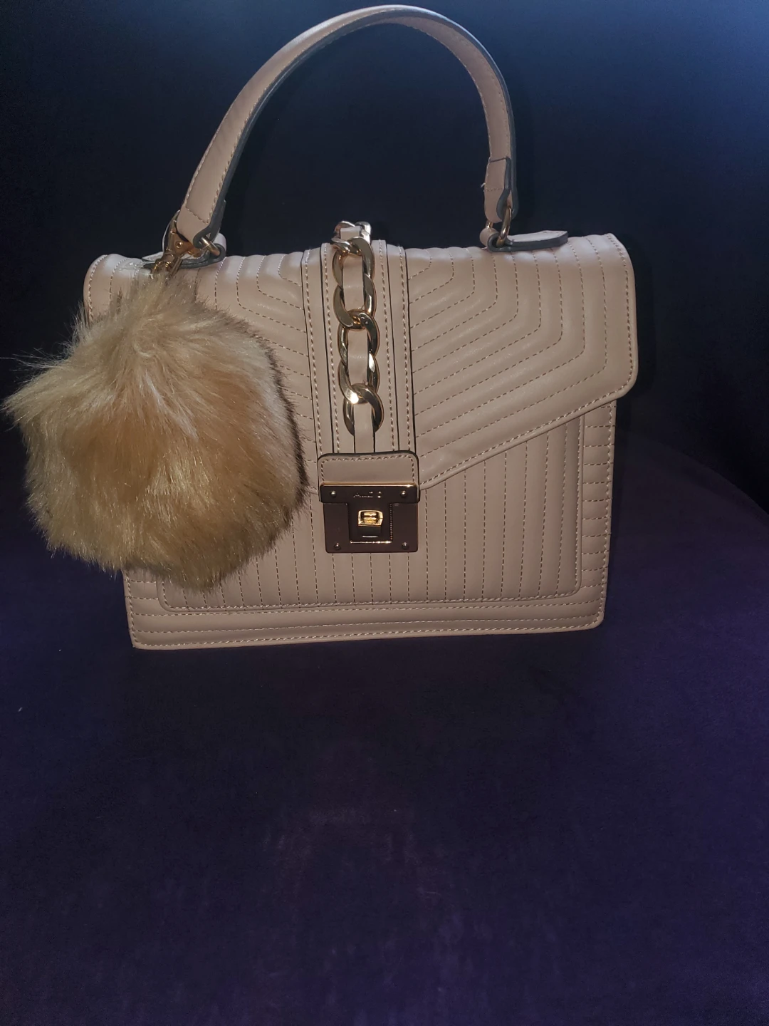 Aldo Handbag with Fur Pom-Pom