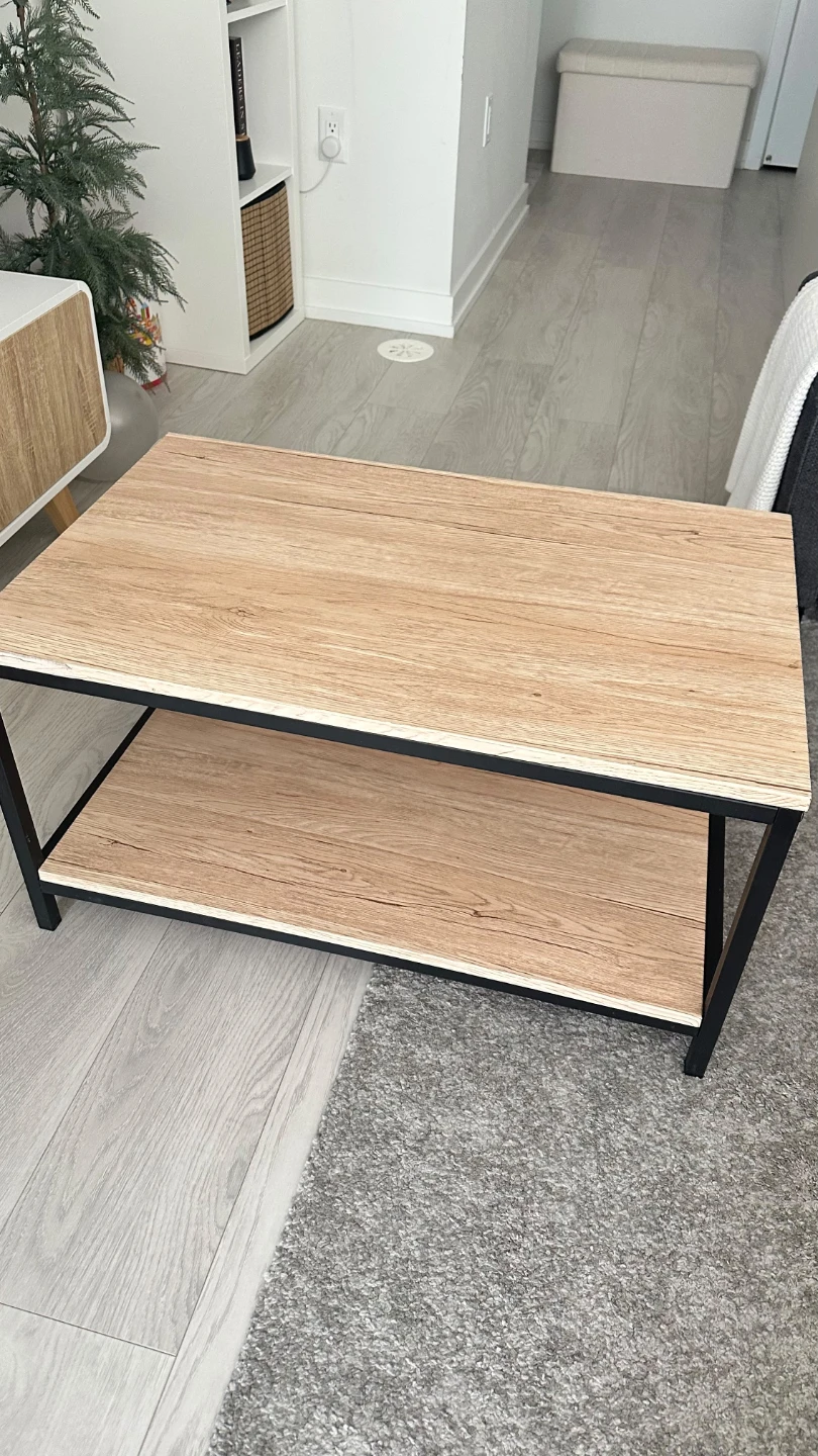 2-Tier Coffee Table with Wood Grain Top - photo 2