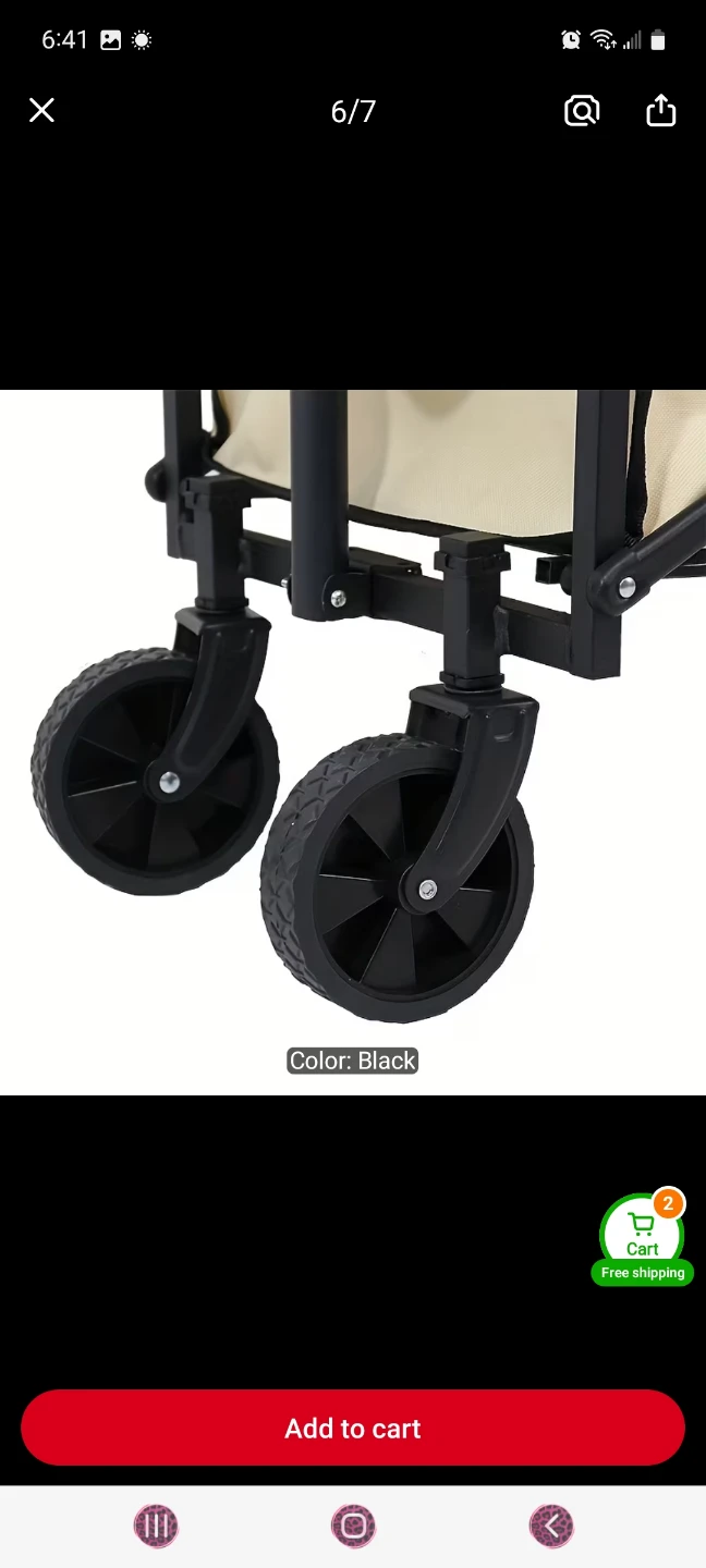 NWT Black Folding Wagon Cart with Extendable Handle - photo 4