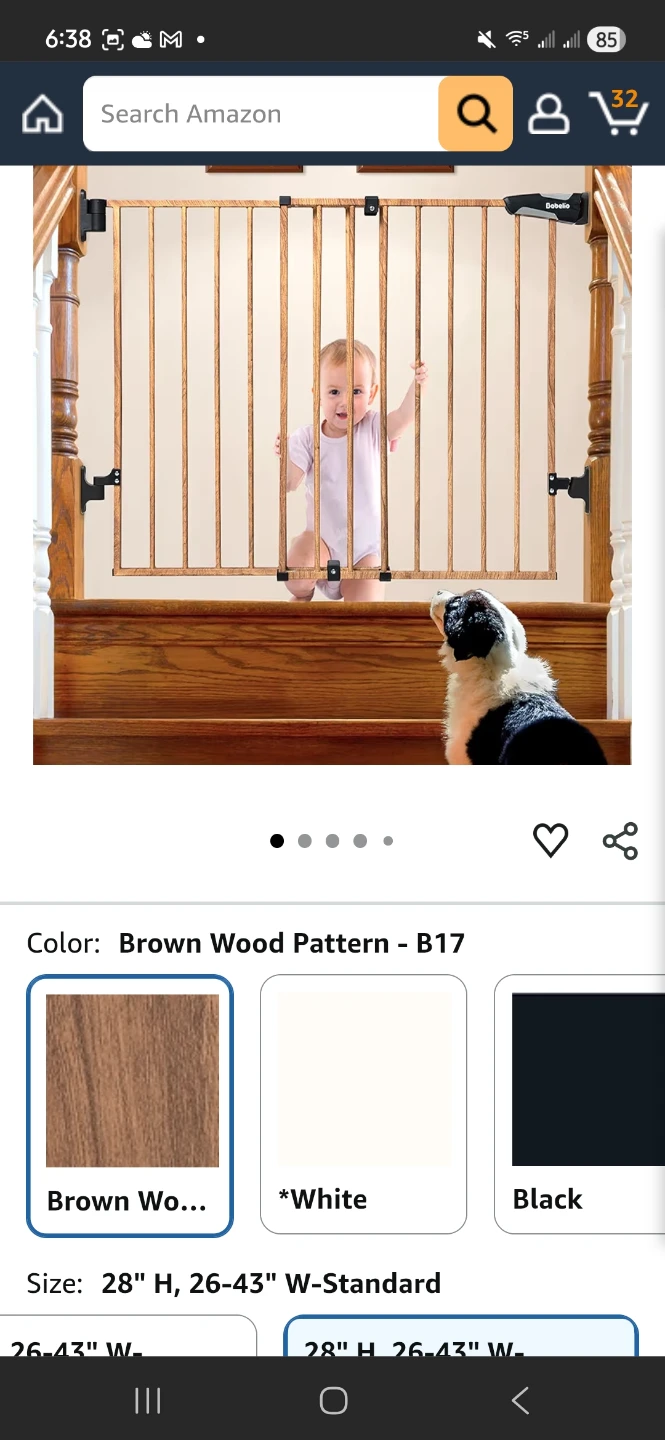 Babelio Retractable Baby Gate - Brown Wood Pattern - photo 2