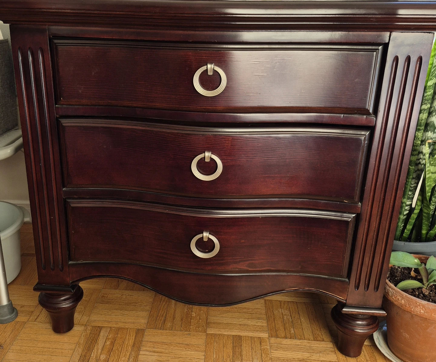 Dark Cherry 3-Drawer Nightstand