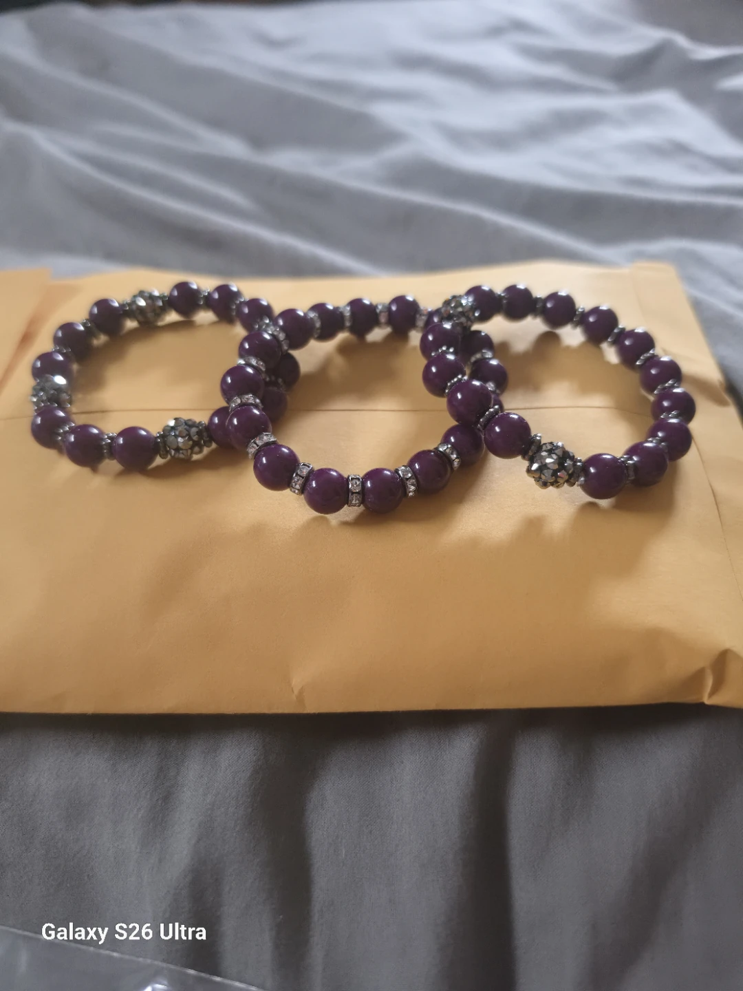 Set of 3 Purple Beaded Bracelets