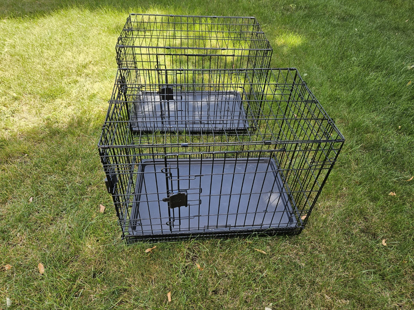 Two Black Metal Dog Crates - photo 2