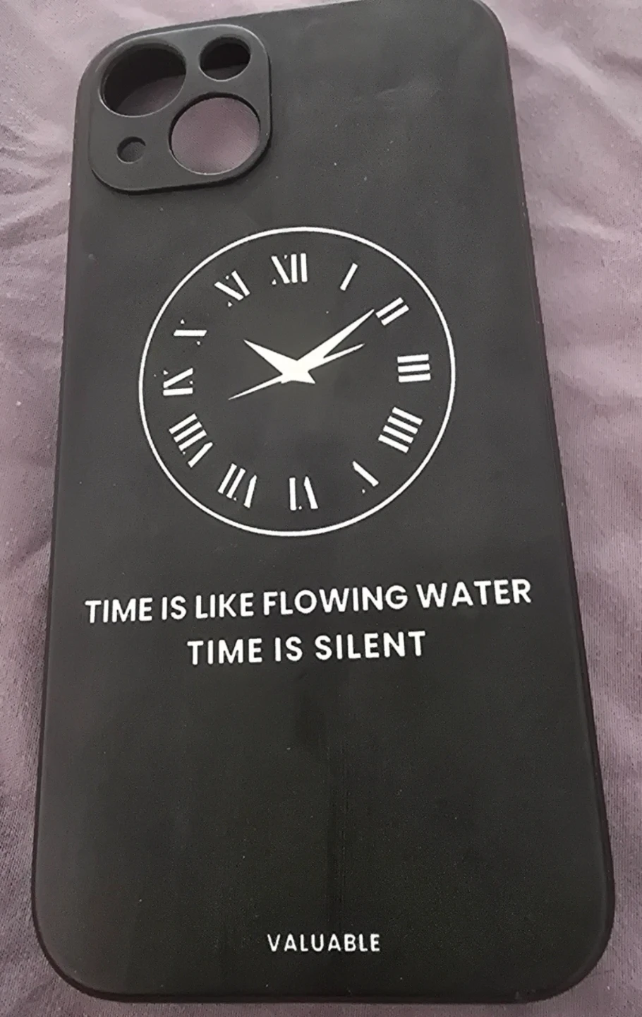 Black Phone Case with Clock Design