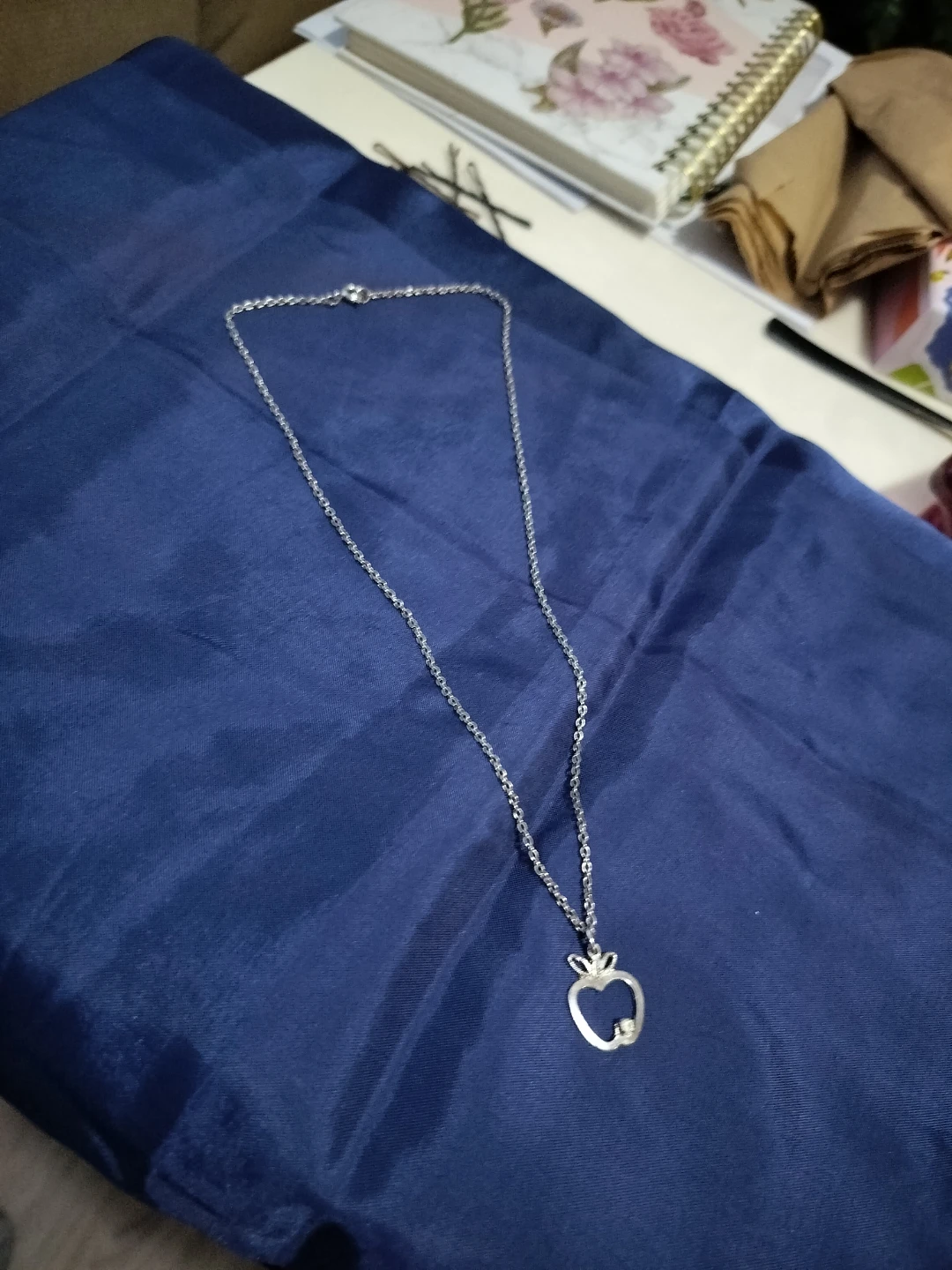 Silver Apple Pendant Necklace