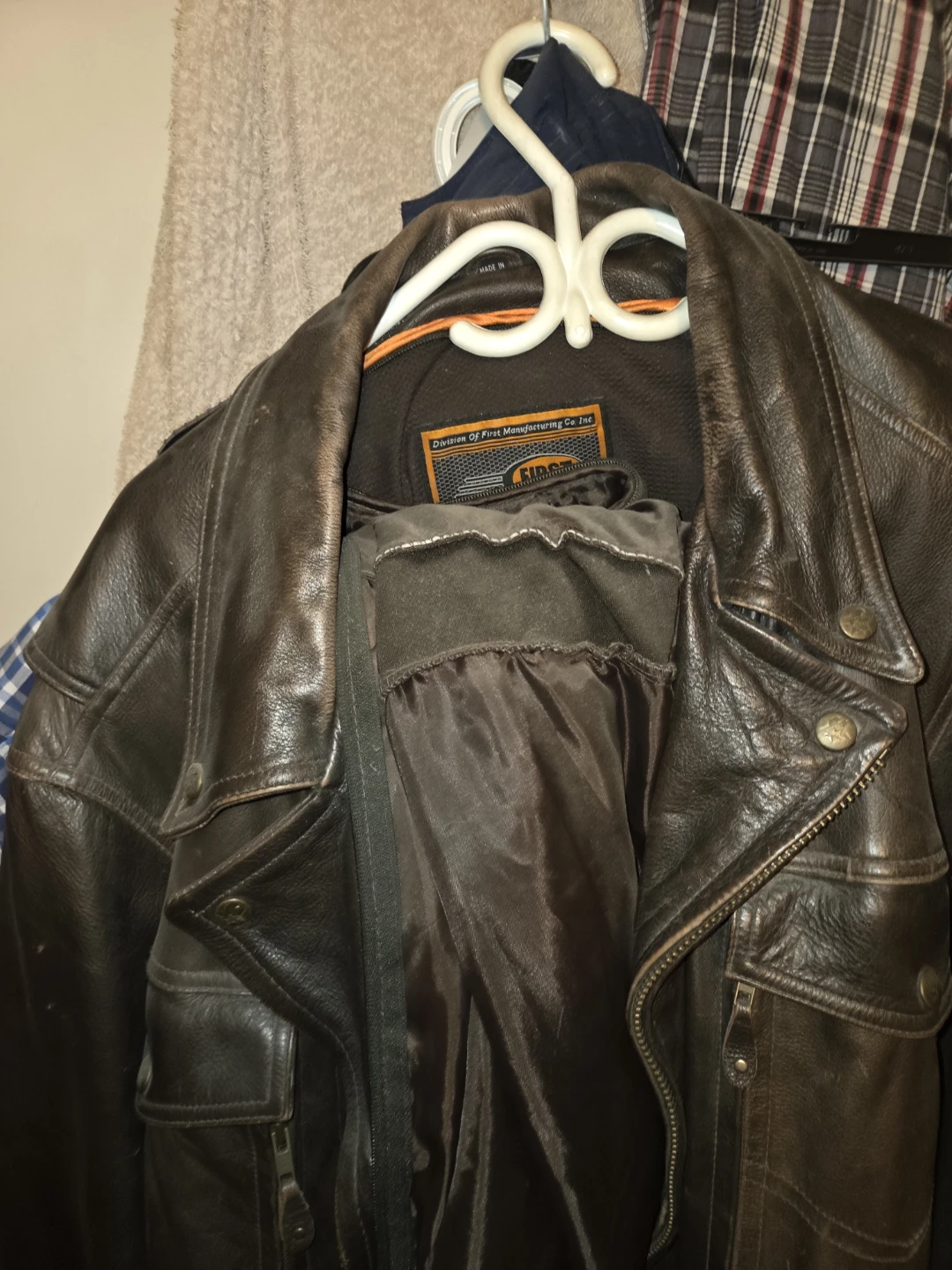Brown Leather Motorcycle Jacket - photo 2
