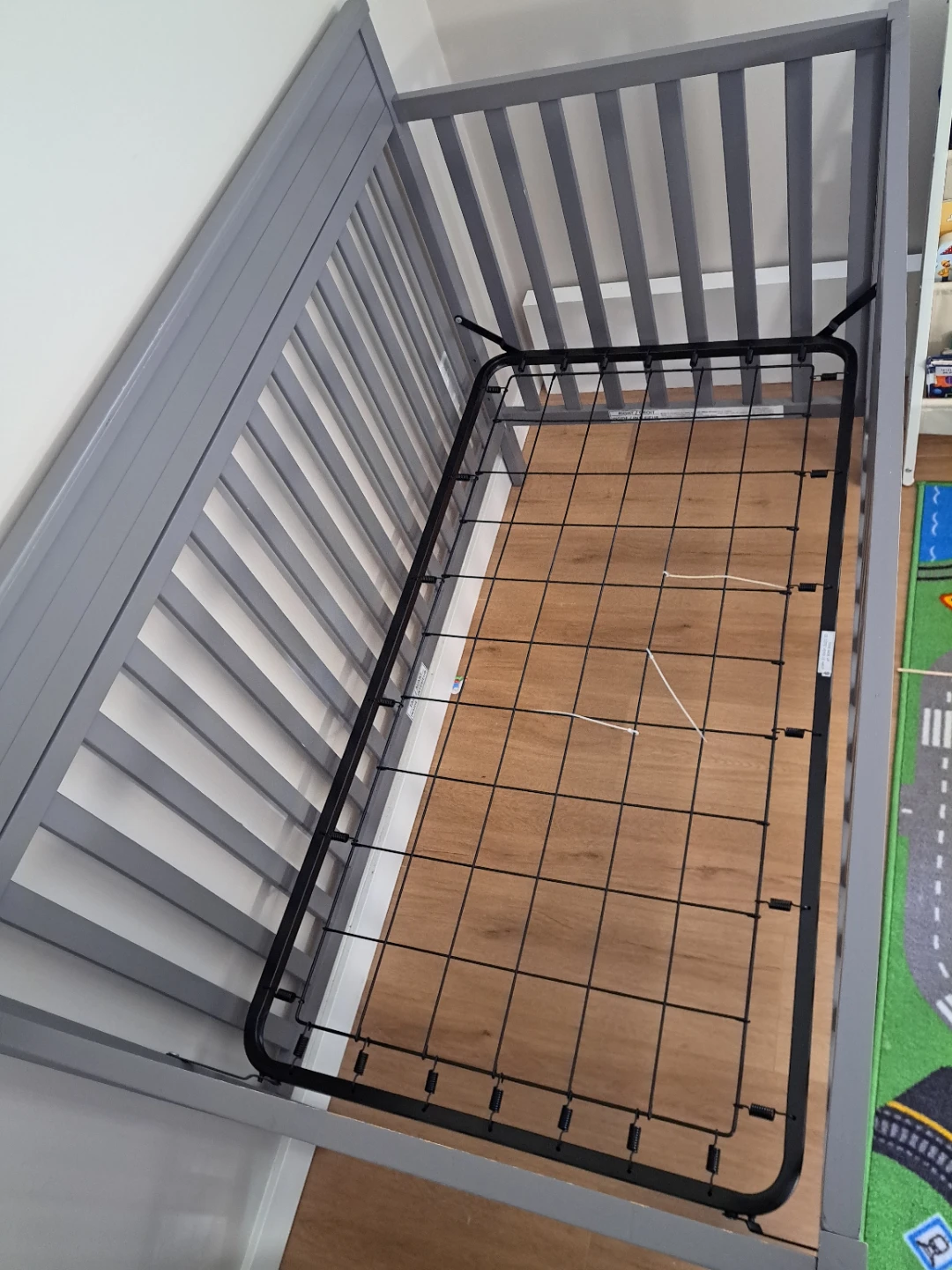 Grey Crib with Mattress *Barely Used* - photo 2