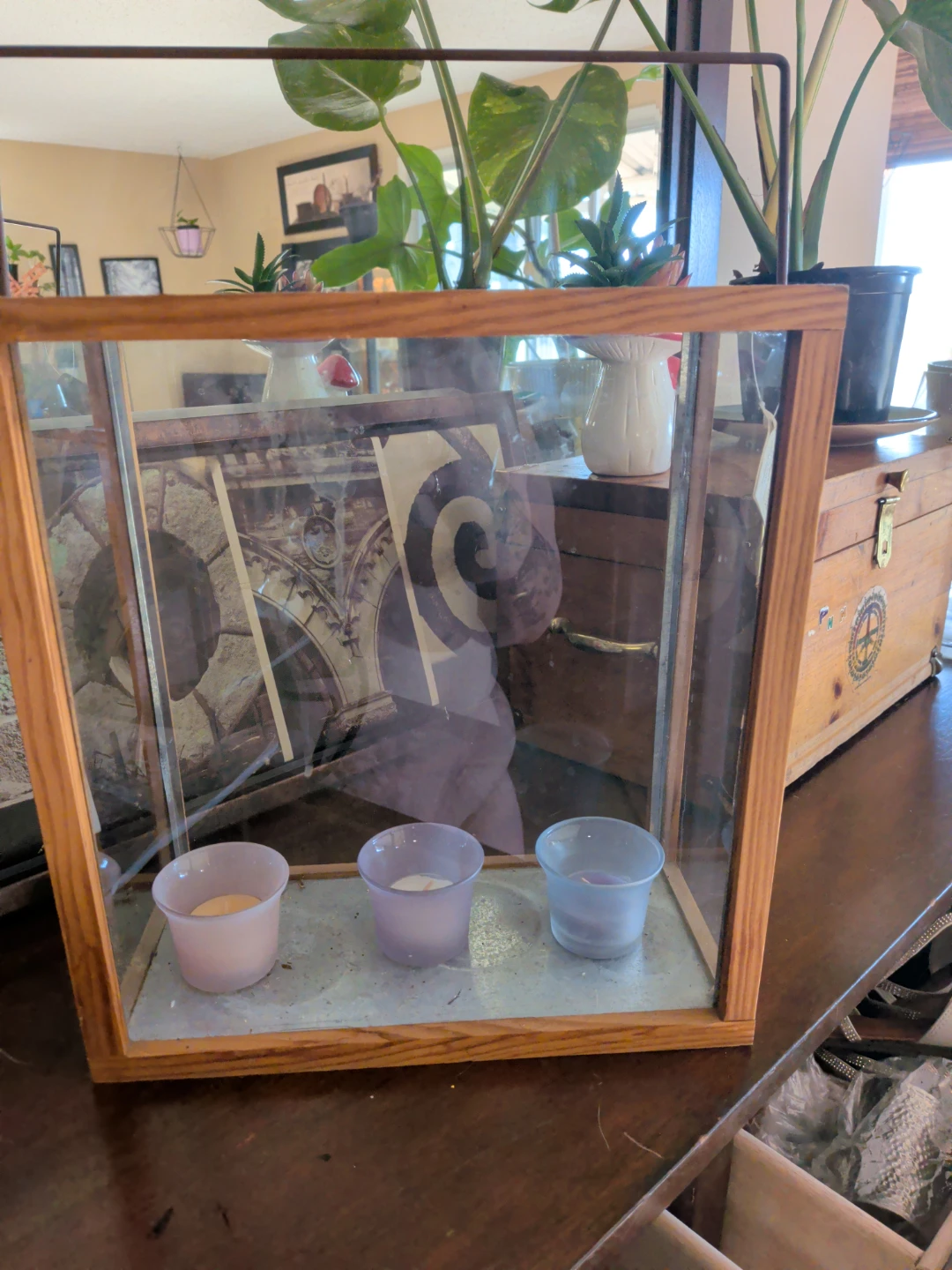 Glass and Wood Candle Lantern