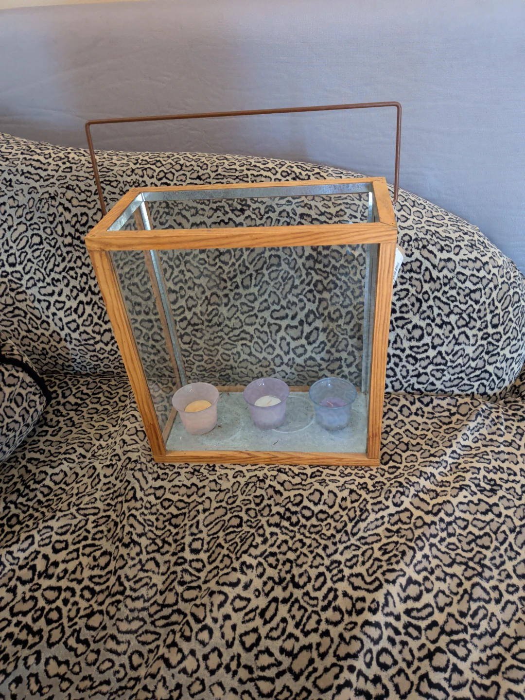 Glass and Wood Candle Lantern - photo 2