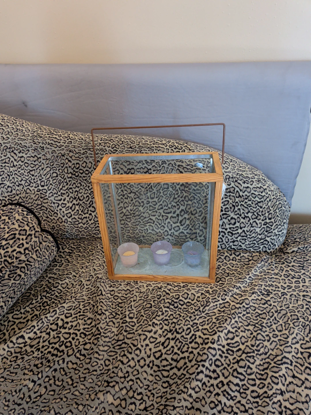Glass and Wood Candle Lantern - photo 3