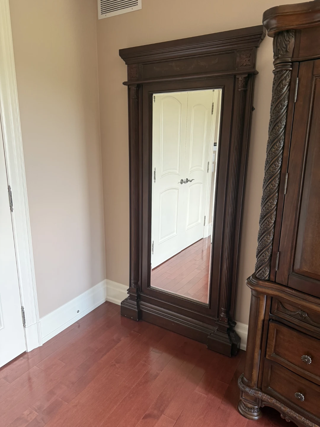 Ornate Dark Wood Full-Length Mirror