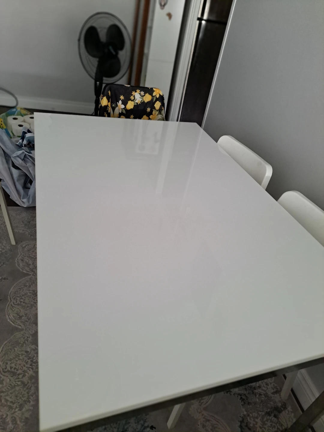 White Dining Table with Chrome Legs - photo 2