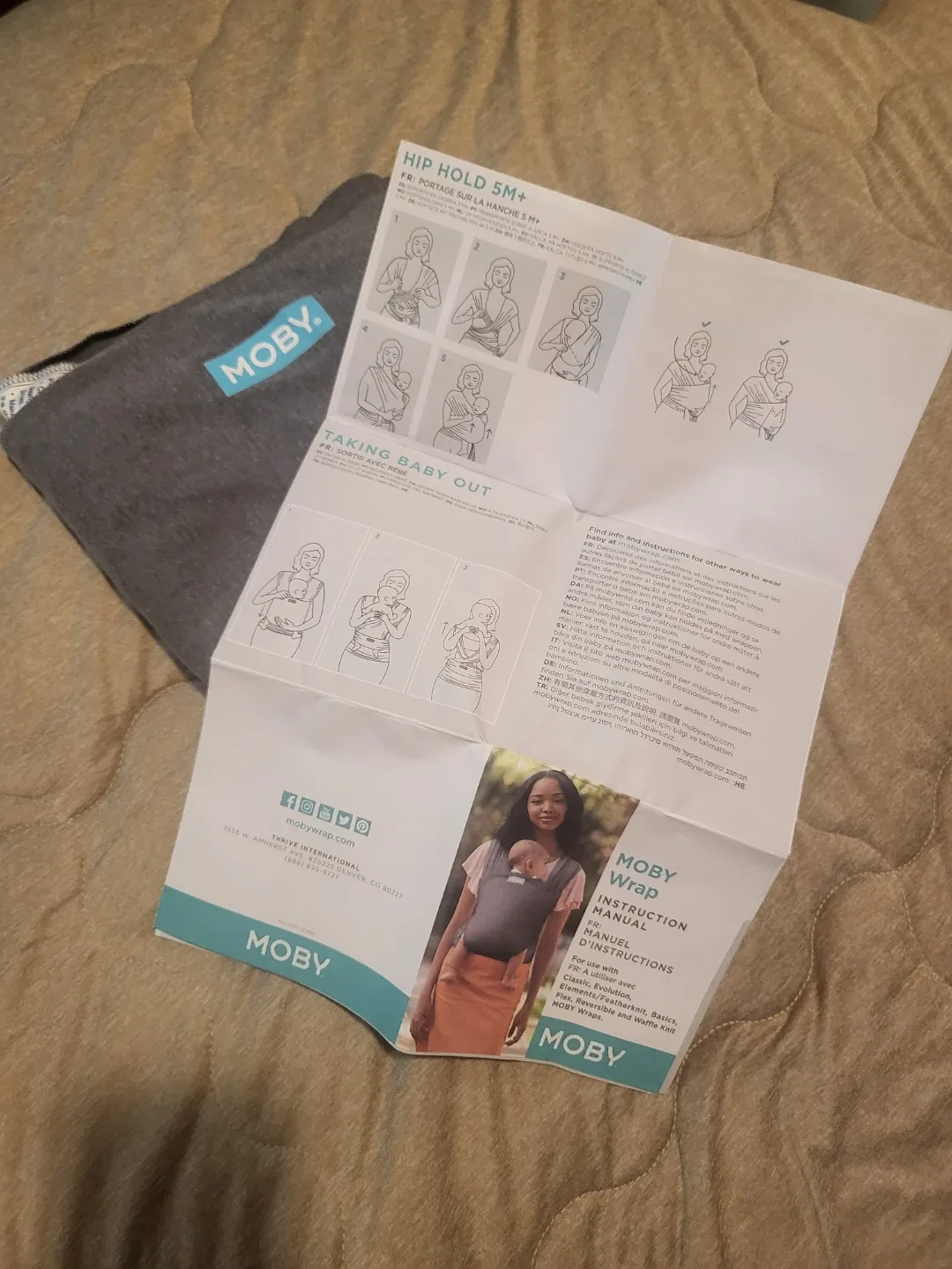 Moby Wrap Baby Carrier - Grey - photo 2