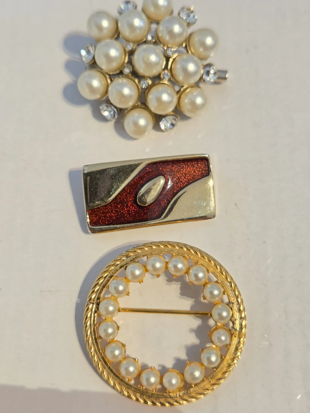 Brooch Collection - Pearl and Rhinestone Accent
