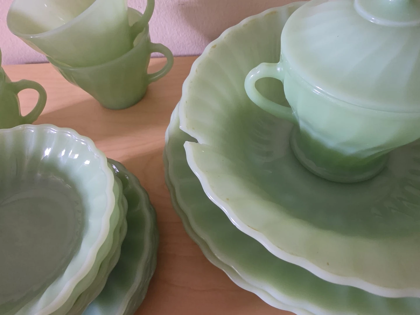 Vintage Anchor Hocking Fire-King Jadeite "Swirl" Dinnerware Set - photo 5