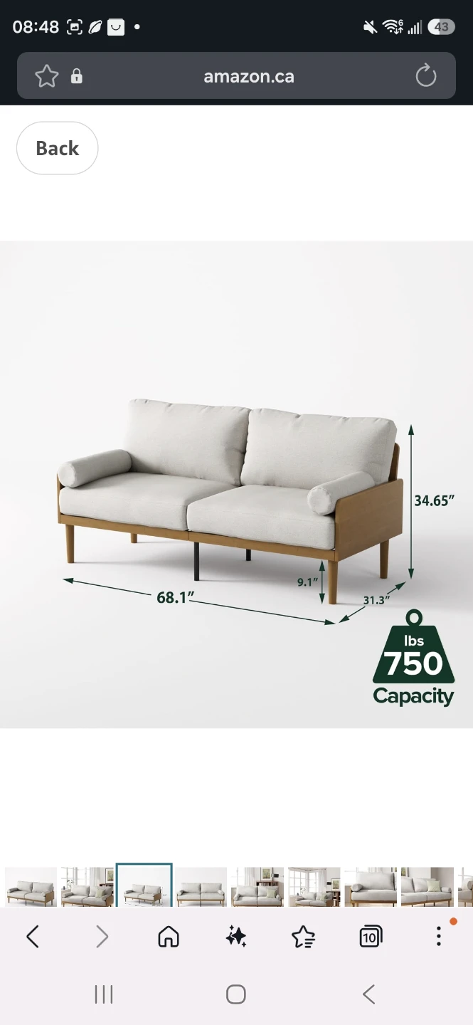 ZINUS Light Grey Sofa with Wooden Frame - photo 5