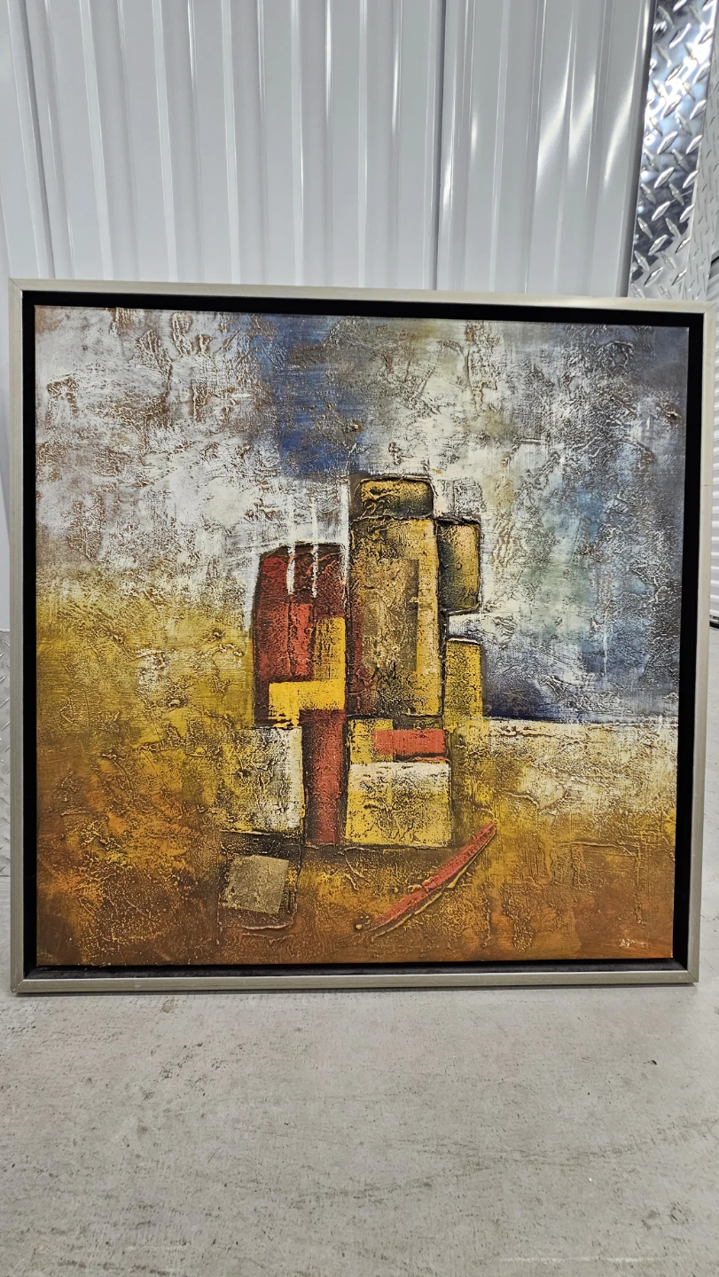 Textured Abstract Art Canvas Painting, 33.5 x 33.5 x 47 inches