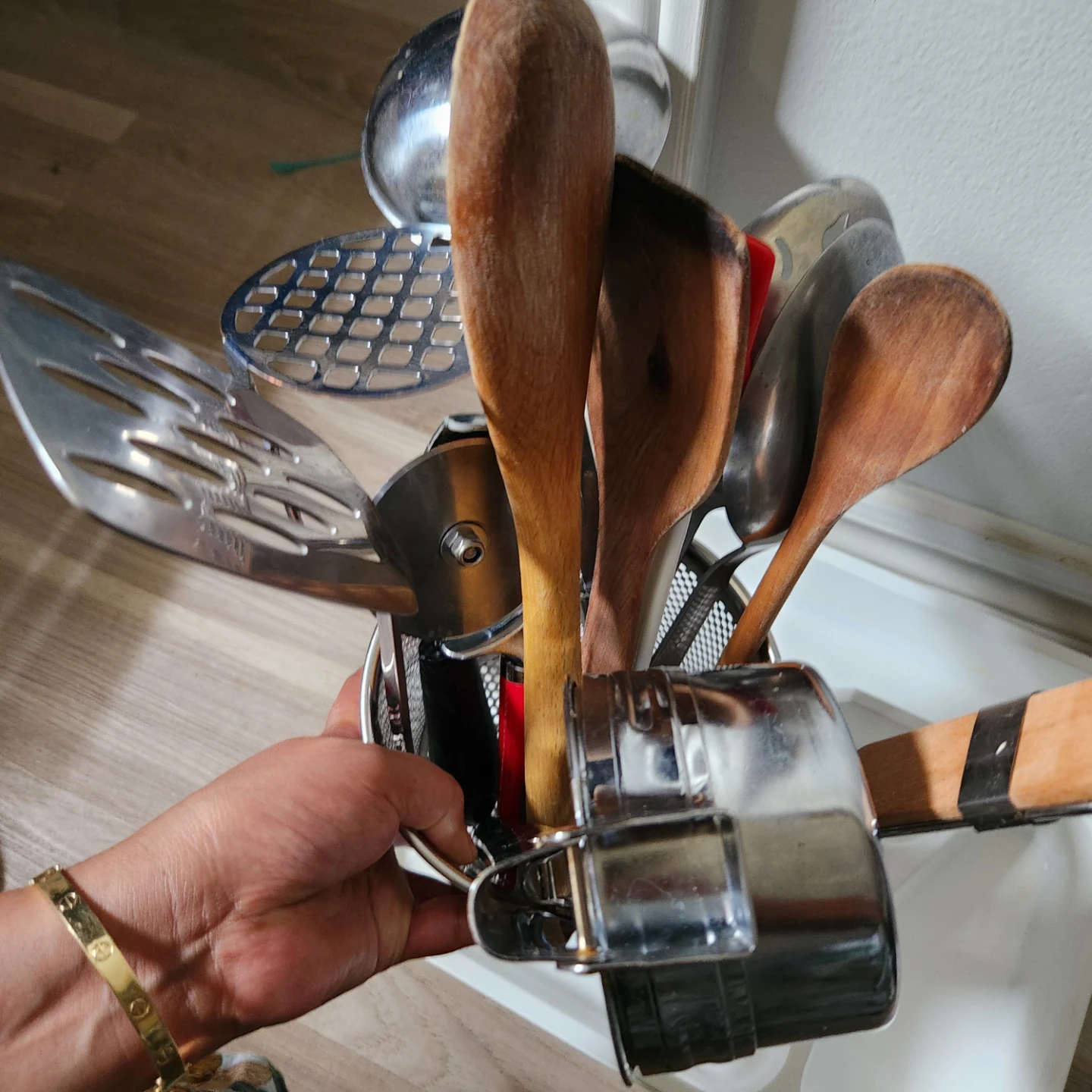 Set of Wooden and Metal Kitchen Utensils