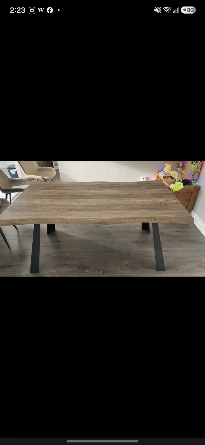 Wooden Dining Table set with Metal Legs - 4 chairs included - photo 2