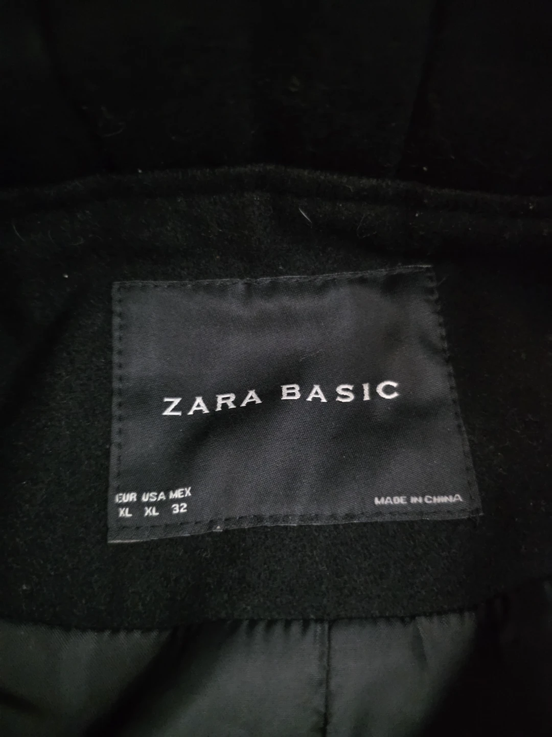 Zara Basic Black Hooded Coat - XL - photo 2