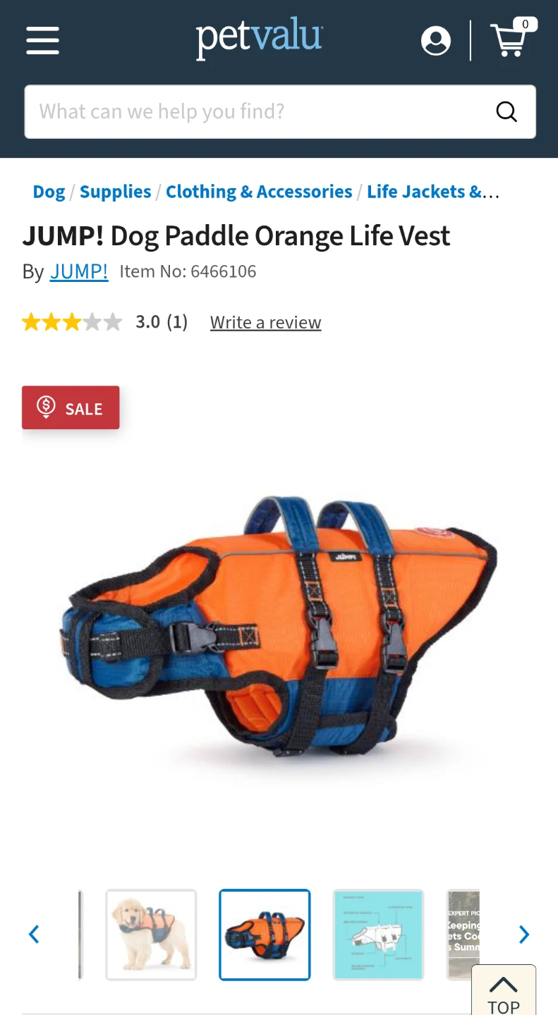 Jump! Medium adjustable orange Dog life vest /  life jacket