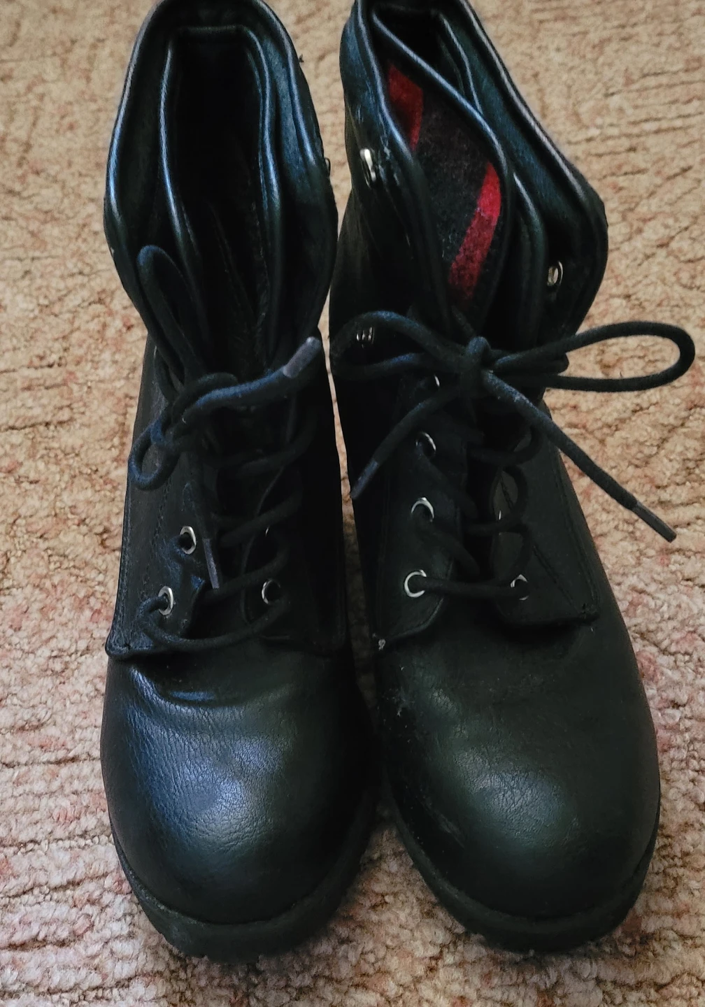 Black Call It Sping Lace-Up Heeled Boots Size  8.5