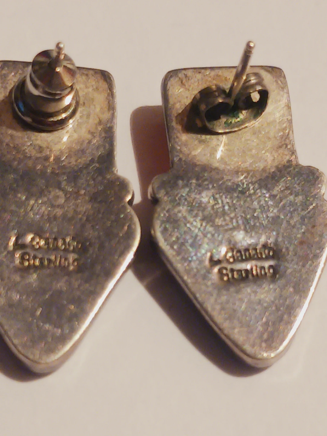 L.GANADO Signed Sterling Silver 925 Amber & Black Onyx Earrings - photo 4