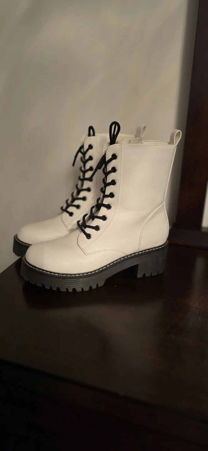 White Combat Boots