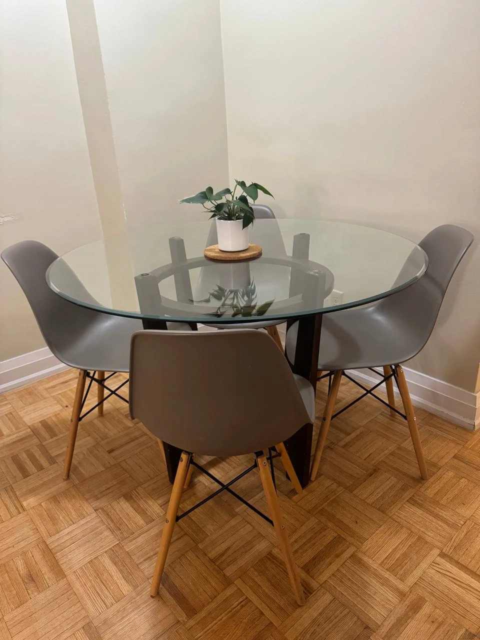Glass Top Dining Table with 4 Grey Chairs - photo 3