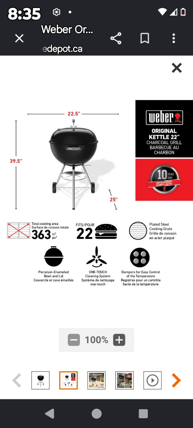 New 20" Webber Charcoal BBQ on stand. - photo 2