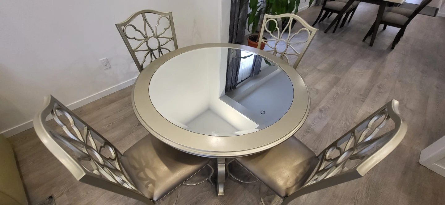 Ashley Round Mirror-top Dining Table Set with 5 Chairs. - photo 2