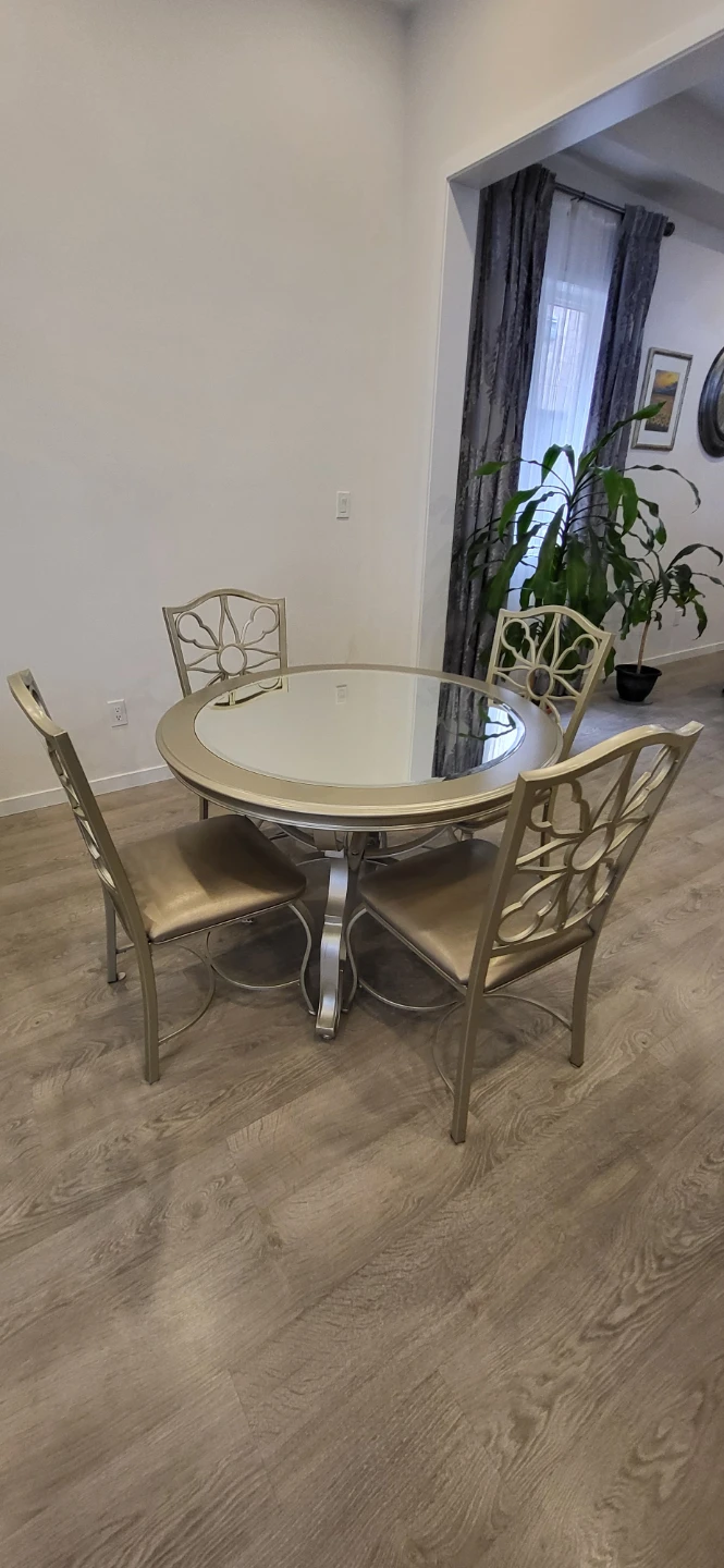 Ashley Round Mirror-top Dining Table Set with 5 Chairs. - photo 4