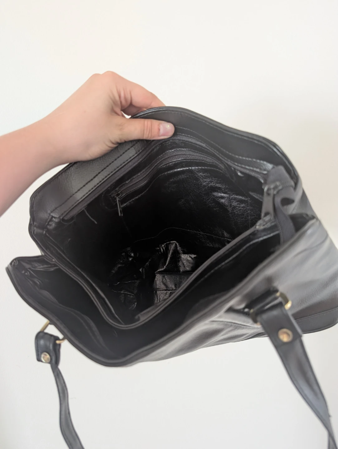 Black Faux Leather Shoulder Bag - photo 2