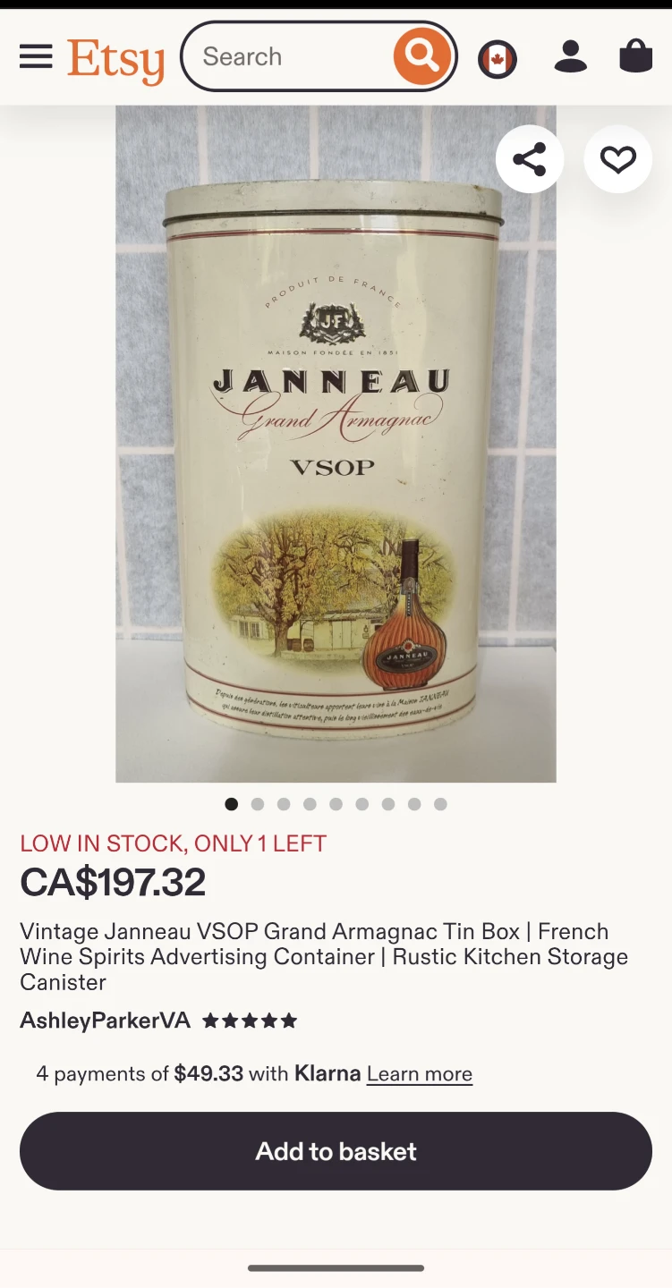 Vintage Janneau Grand Armagnac VSOP Tin