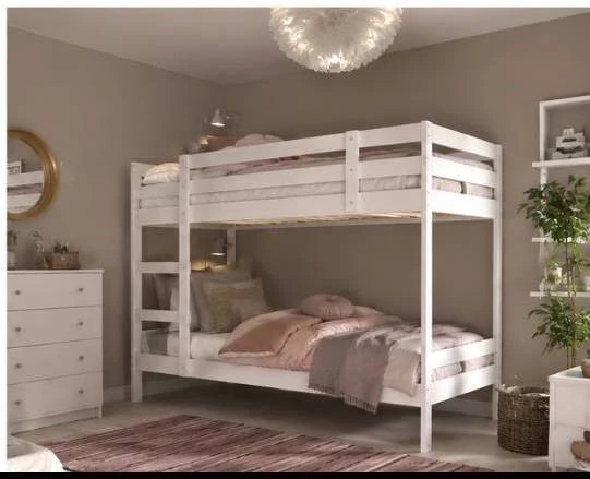 White Wooden Bunk Bed Frame - photo 2