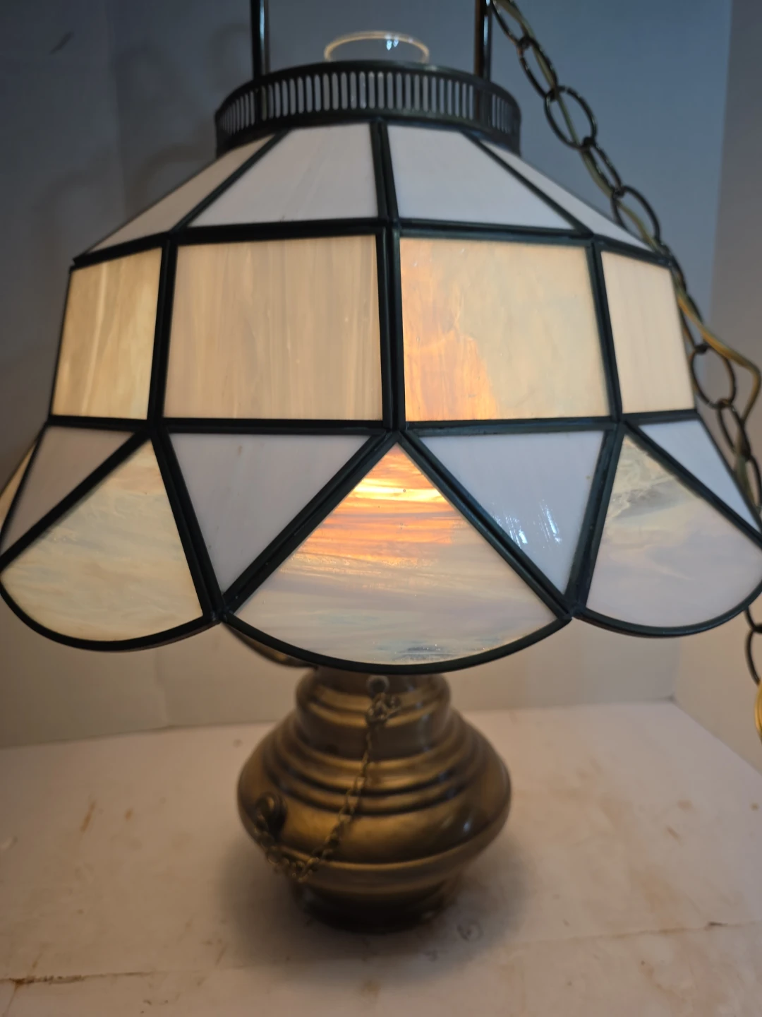 Vintage Stained Glass Hanging Lamp - photo 2