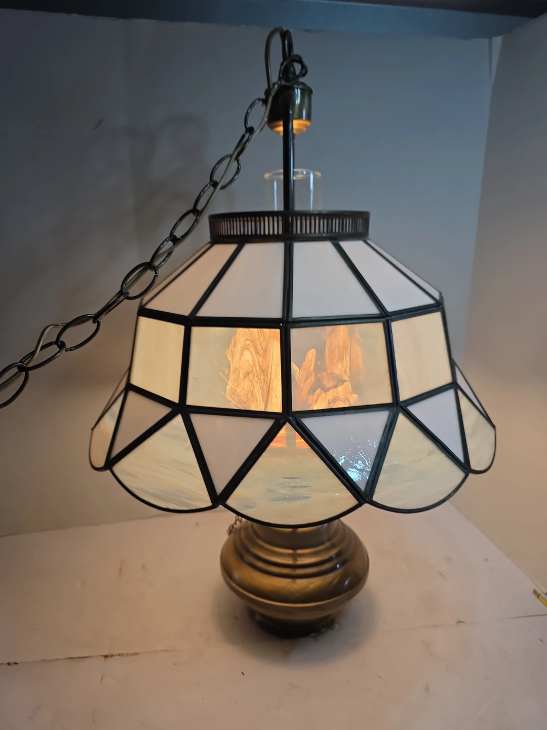 Vintage Stained Glass Hanging Lamp - photo 4