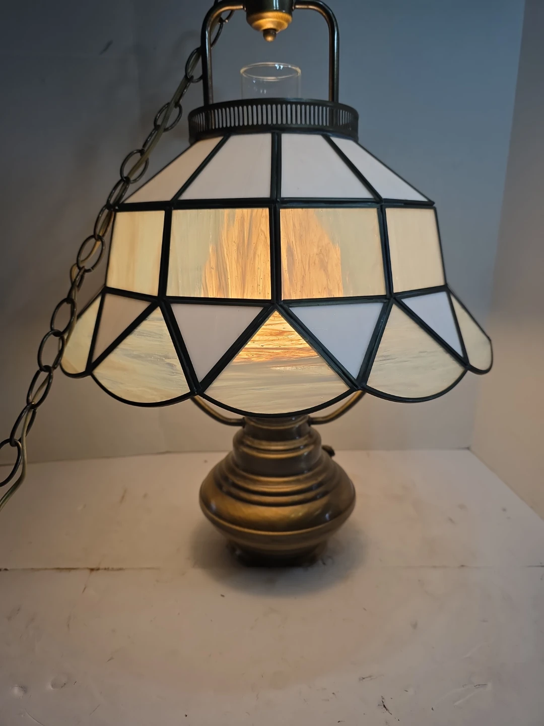 Vintage Stained Glass Hanging Lamp - photo 5