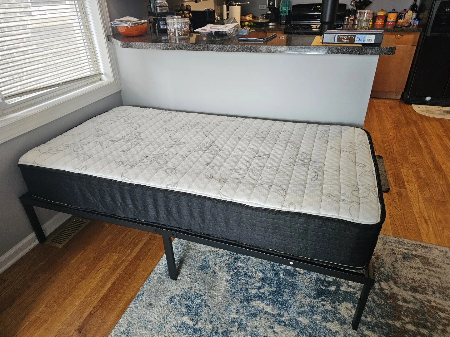 Black Metal Bed Frame with Twin Mattress - photo 2