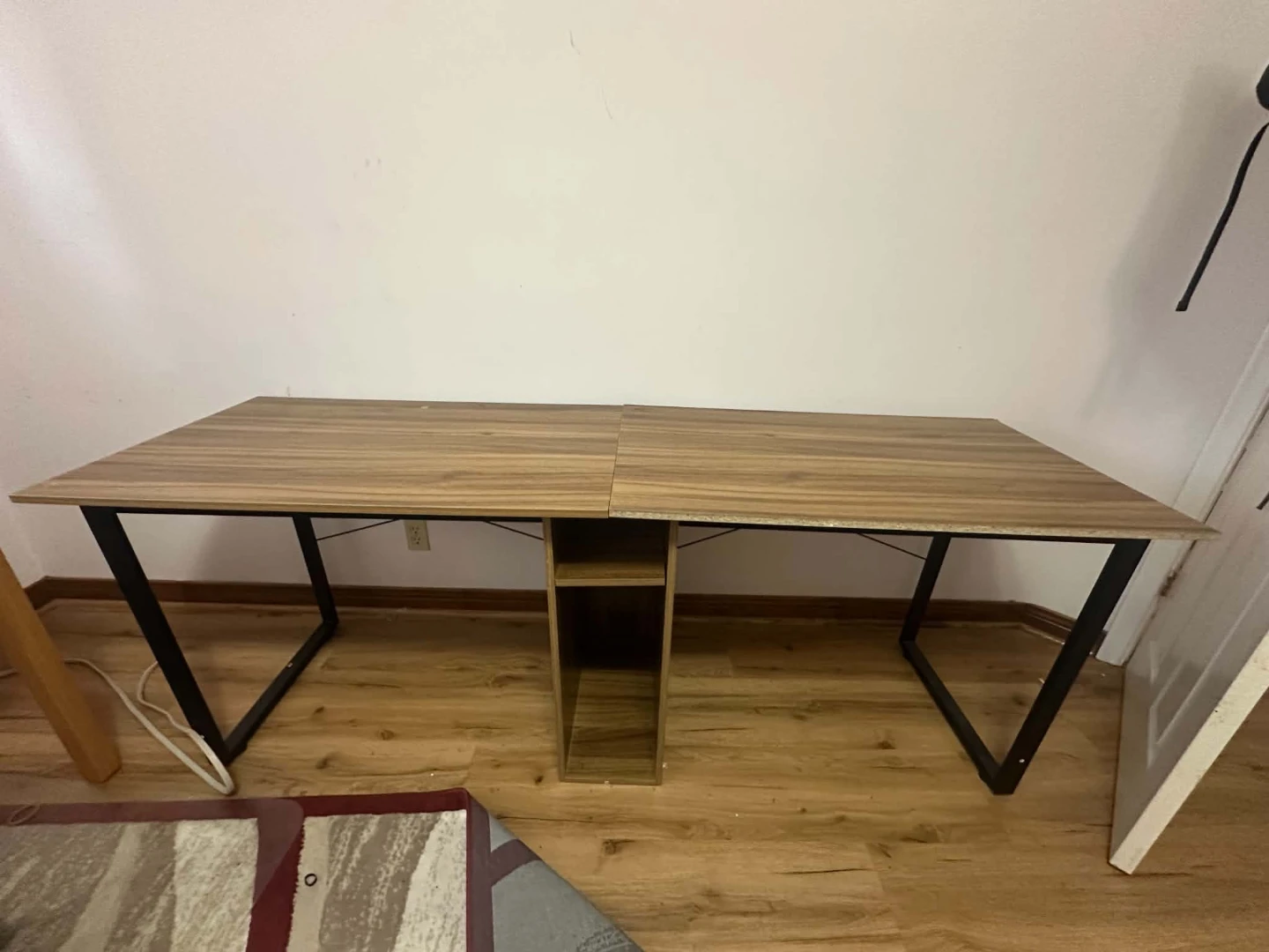 Wooden computer desk with metal legs - photo 2
