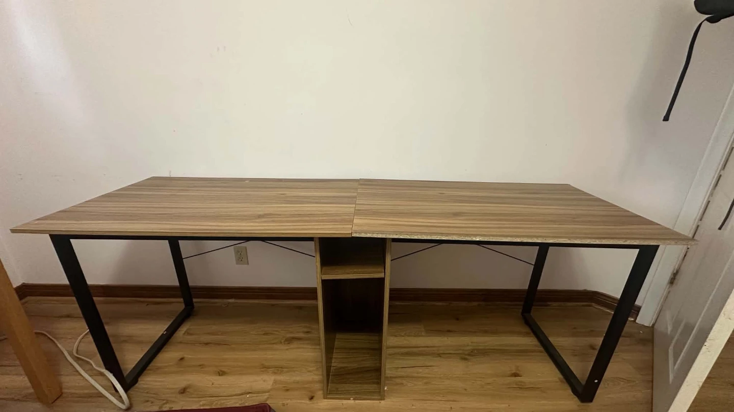 Wooden computer desk with metal legs - photo 3