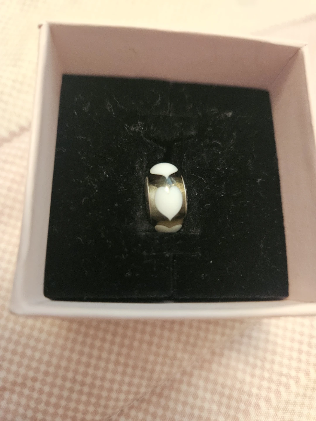 Pandora Charm with White Heart Design