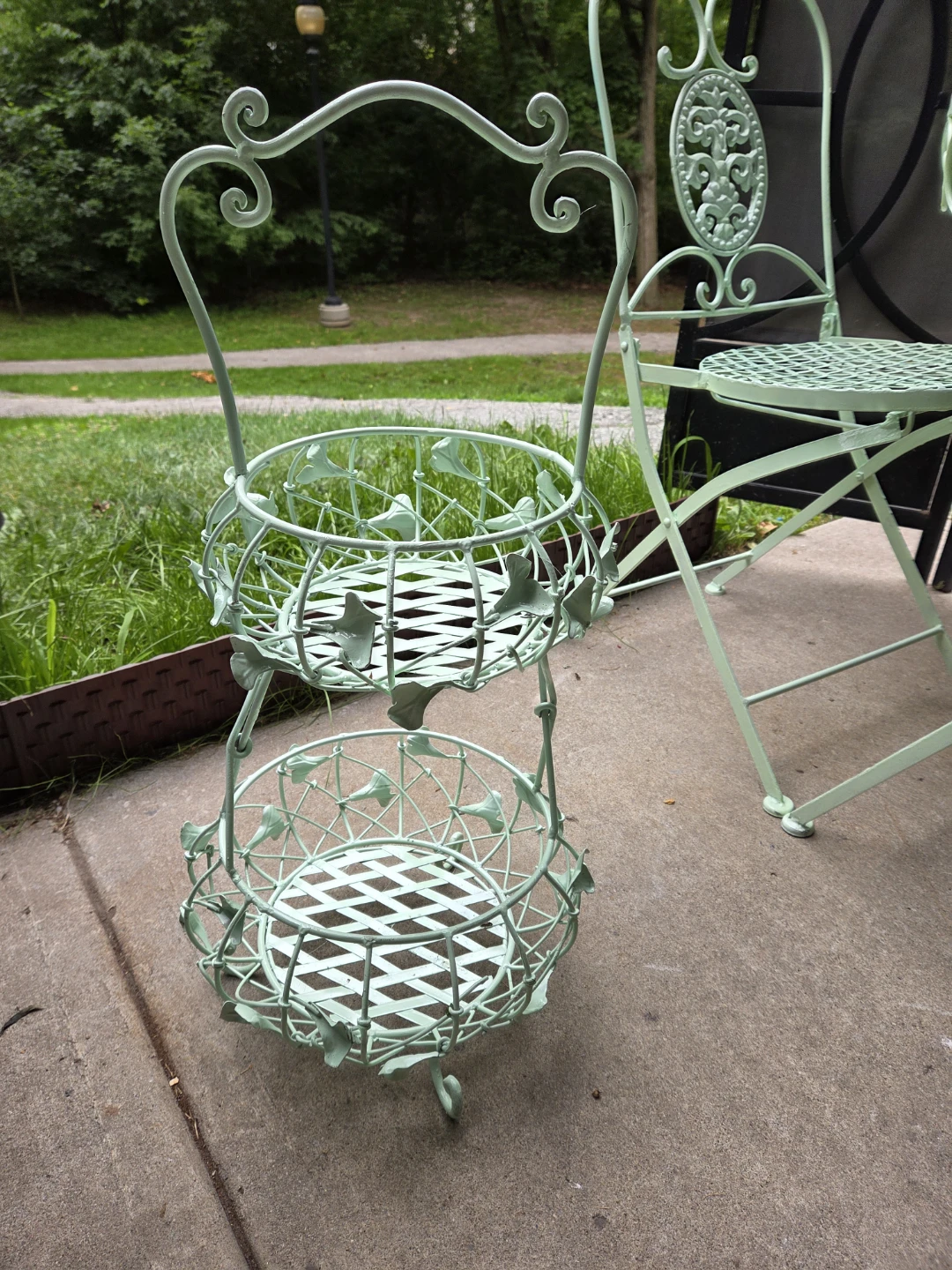 Elegant Mint Green 4pc Folding Iron Bistro Set - photo 3