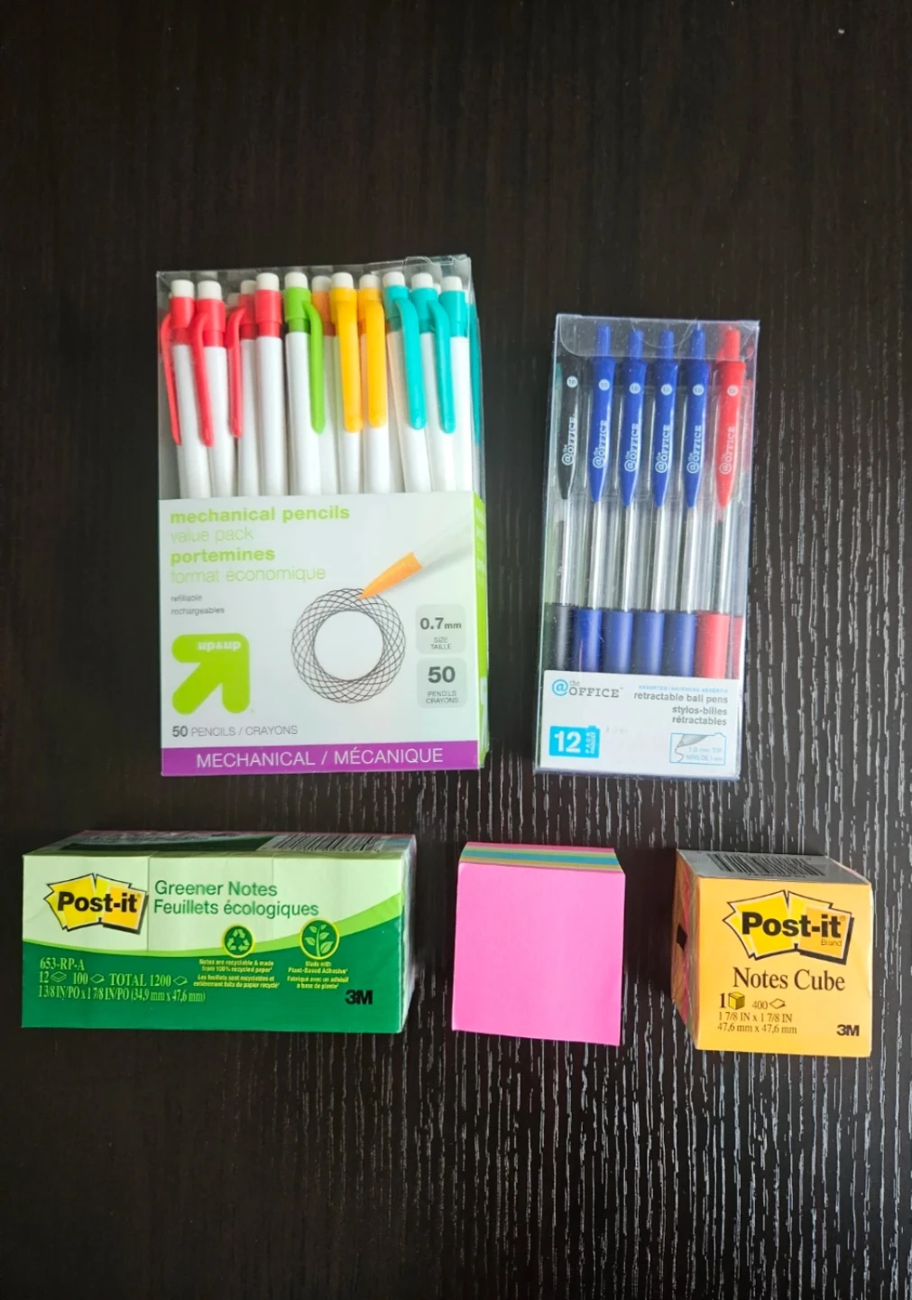 Pens, Pencils, Sticky Notes Set