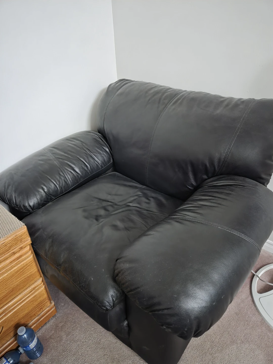 Black Leather Sofa, Loveseat, and Armchair Set - photo 3