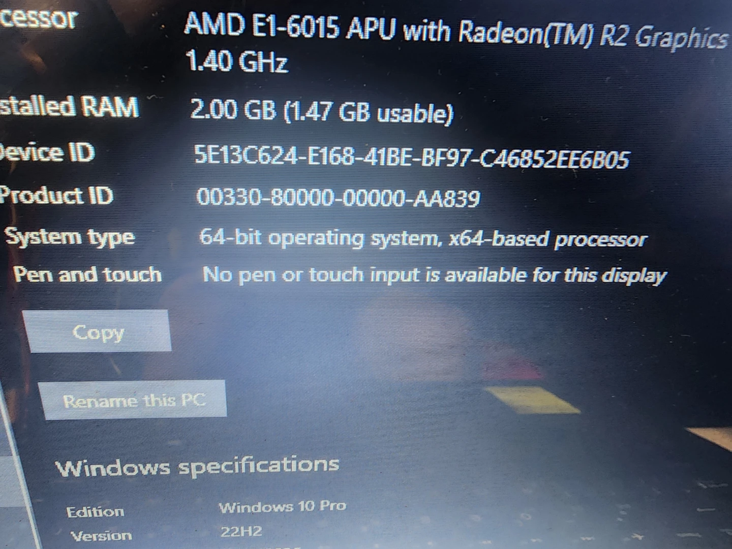 HP Laptop AMD E1-6015 APU 2GB RAM 128GB SSD - photo 3