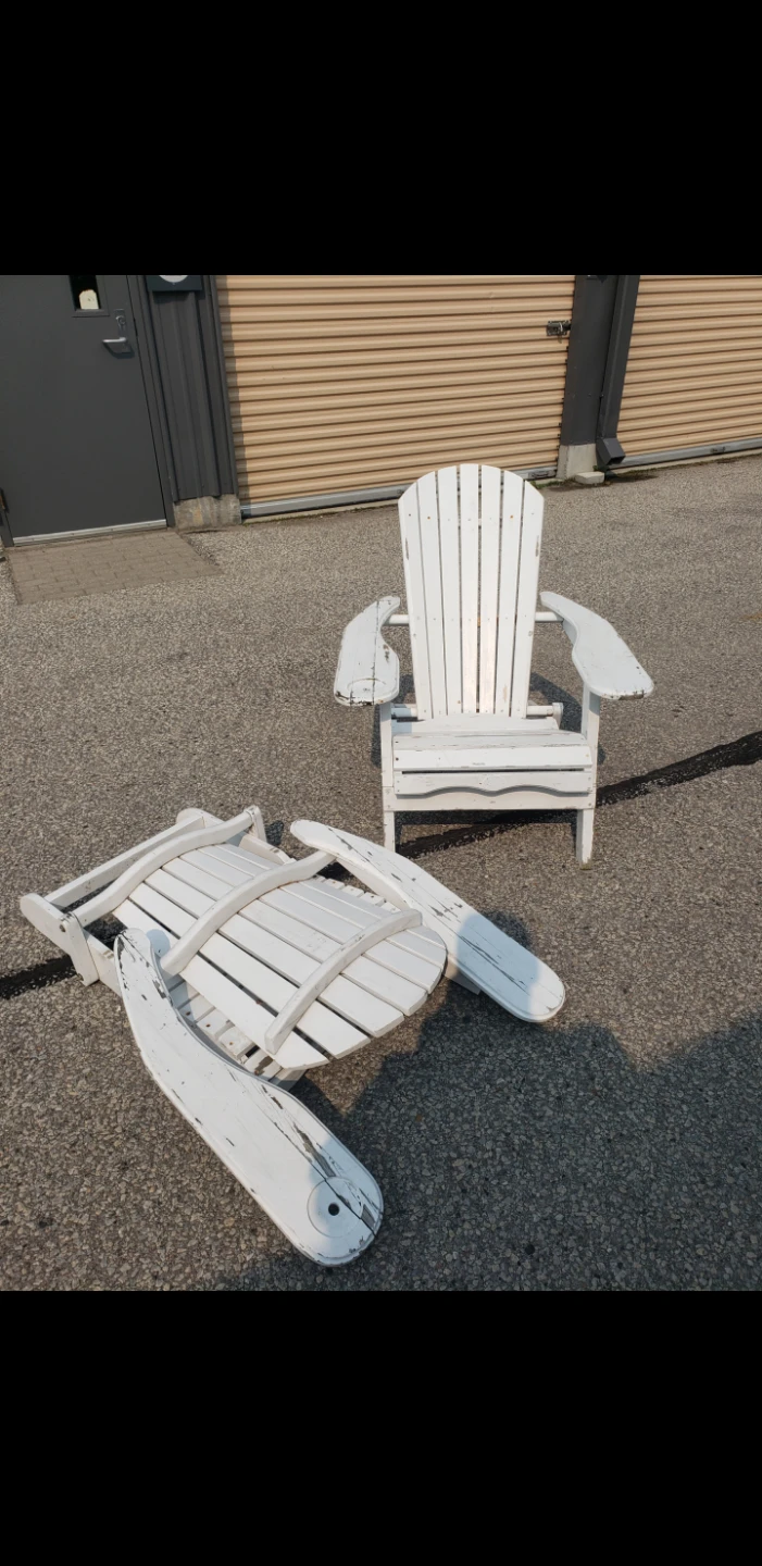 White Wooden Adirondack Chairs - Pair - photo 2