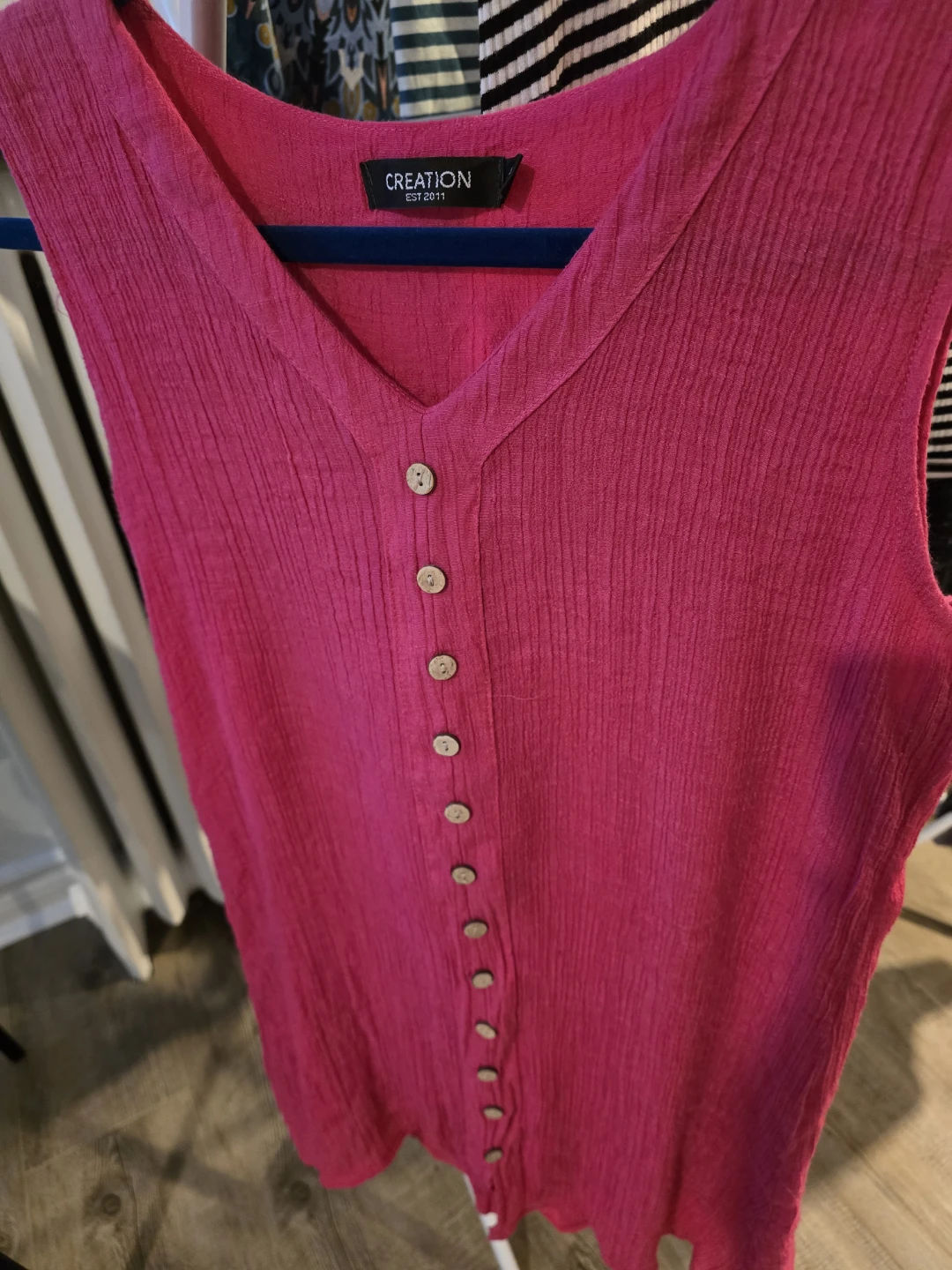 Pink Button-Up Tank Top