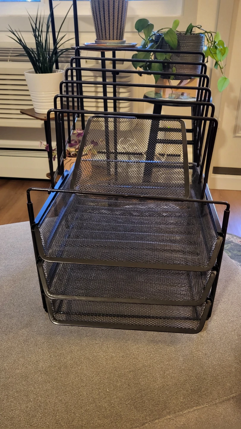 Black metal file and desk organizer